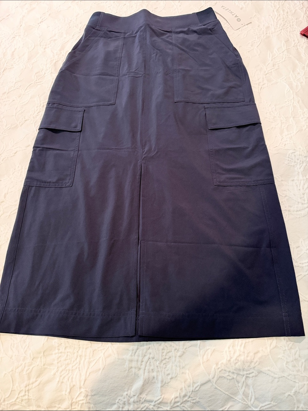 Athleta Navy Cargo Midi Skirt
